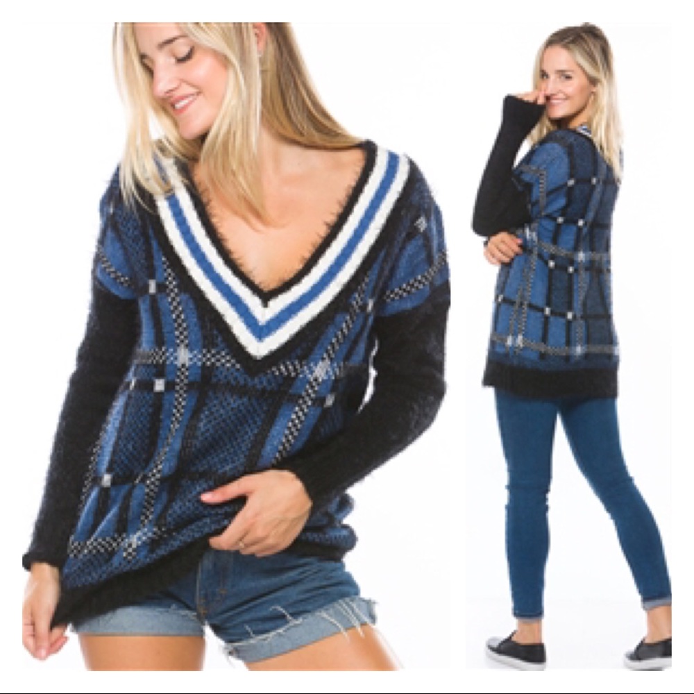 SALES ❗️BOYFRIEND COLORBLOCK DEEP V-NECK SWEATER